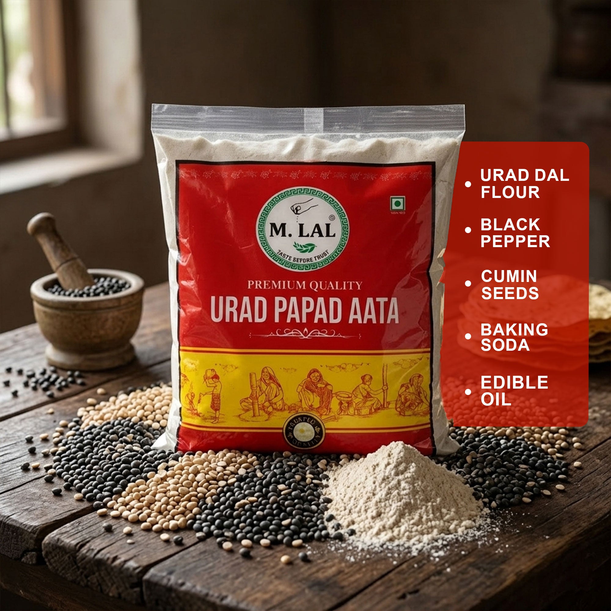 M. Lal Urad Papad Atta – Premium Lentil Flour for Crispy Papads