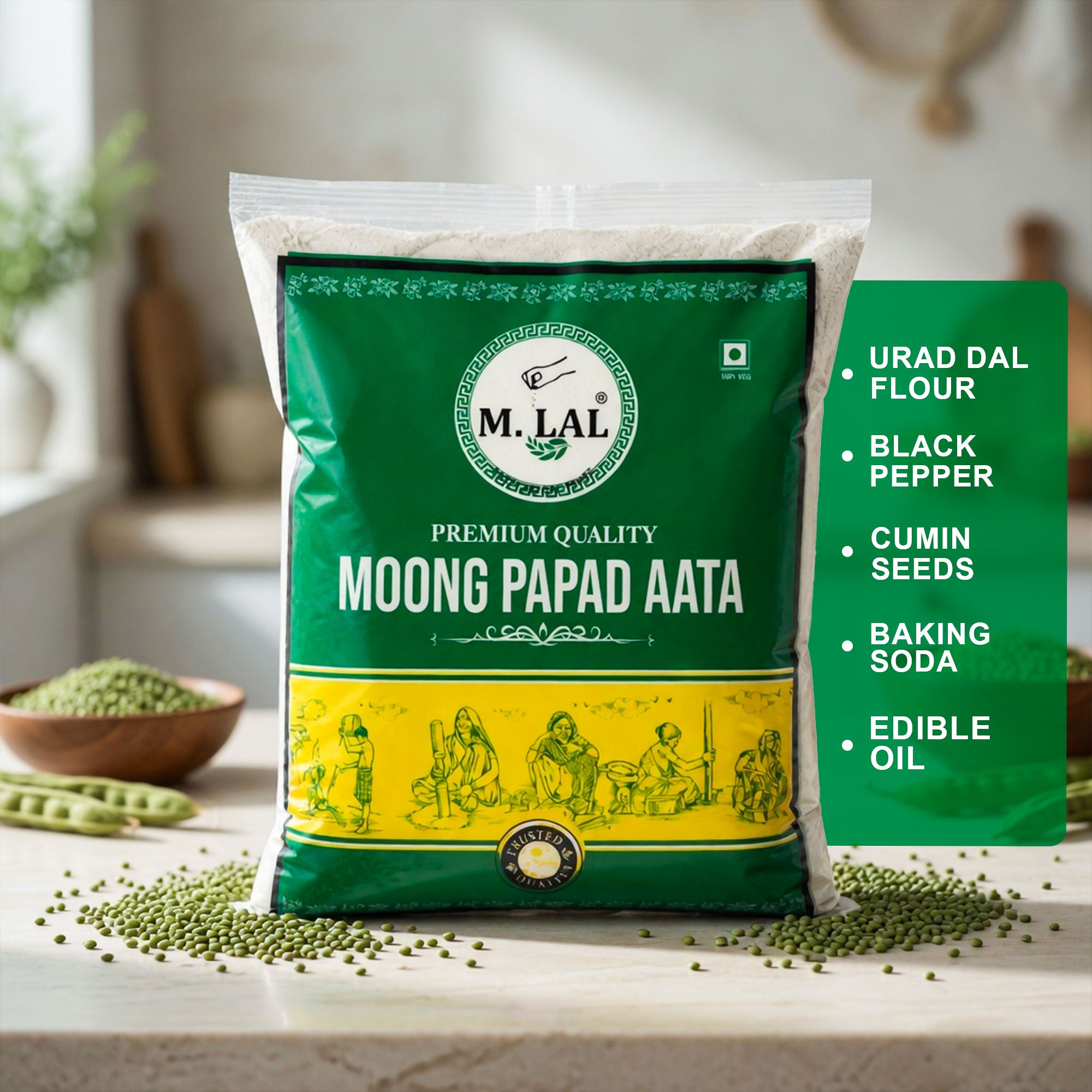 M.Lal Moong Dal Atta (Flour) – High Protein, Gluten-Free, Stone Ground