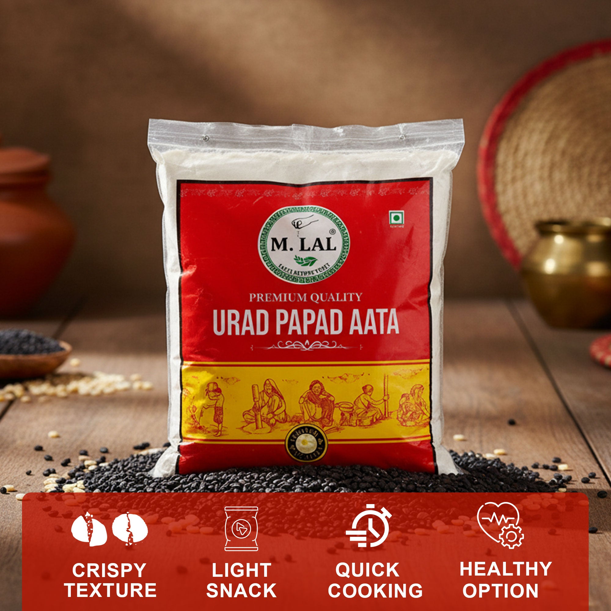 M. Lal Urad Papad Atta – Premium Lentil Flour for Crispy Papads