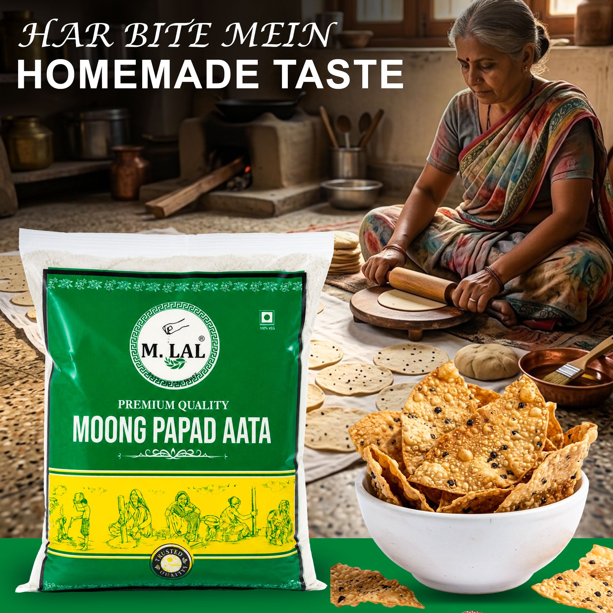 M.Lal Moong Dal Atta (Flour) – High Protein, Gluten-Free, Stone Ground