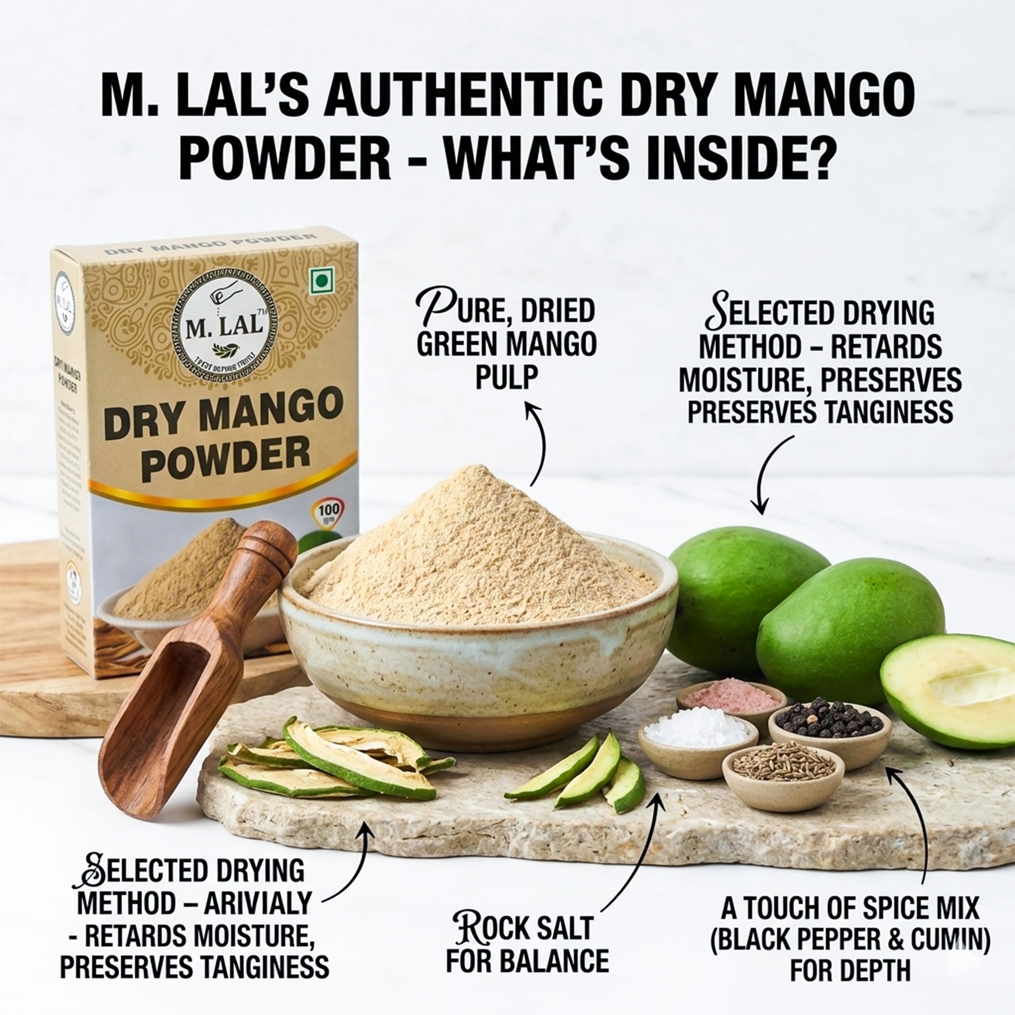 M.Lal Dry Mango Powder (Amchur) – Tangy Taste, Finely Ground, Quality Checked