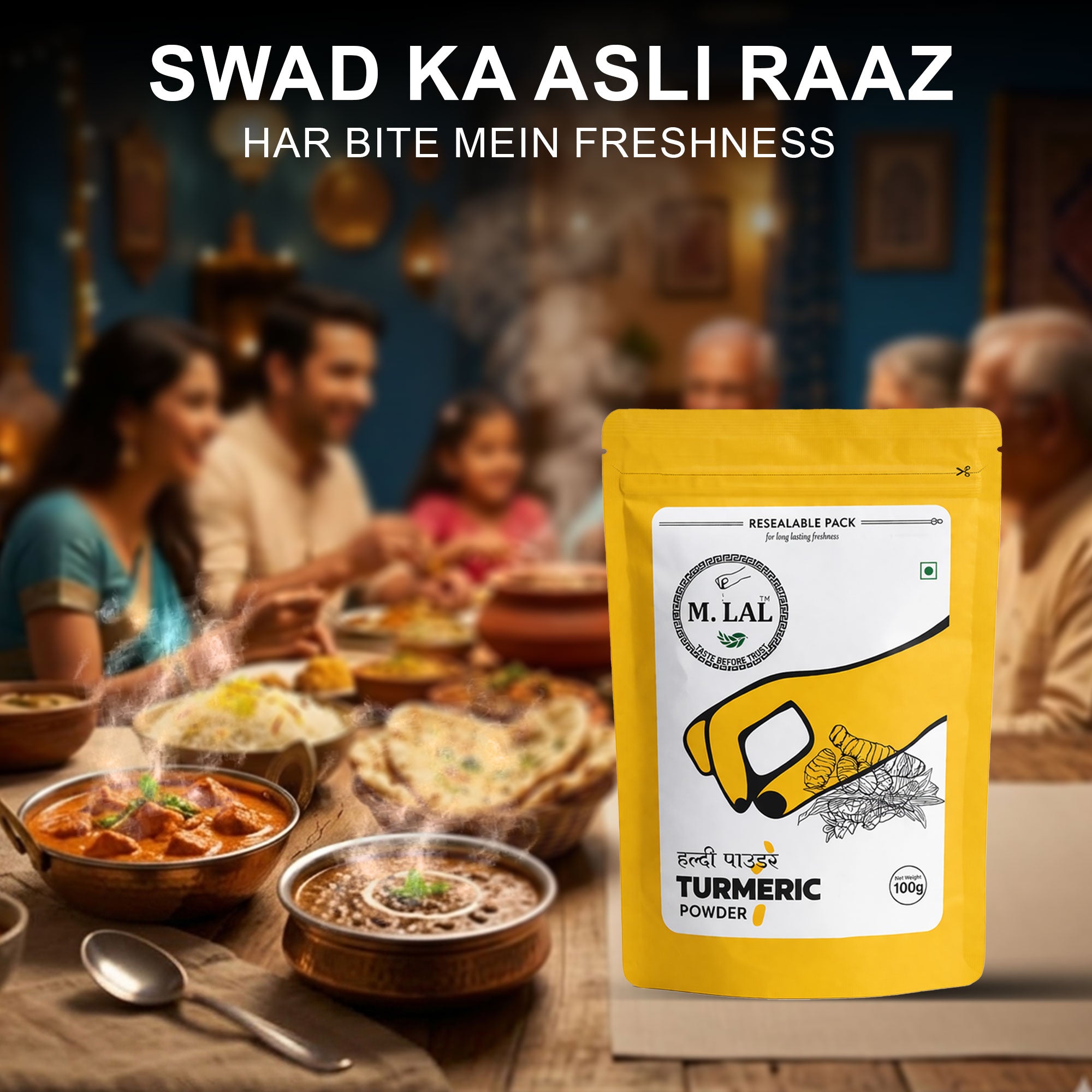 MLAL Shuddh Premium Haldi Powder (100g) 🌿 | Pure, Natural & Authentic Turmeric