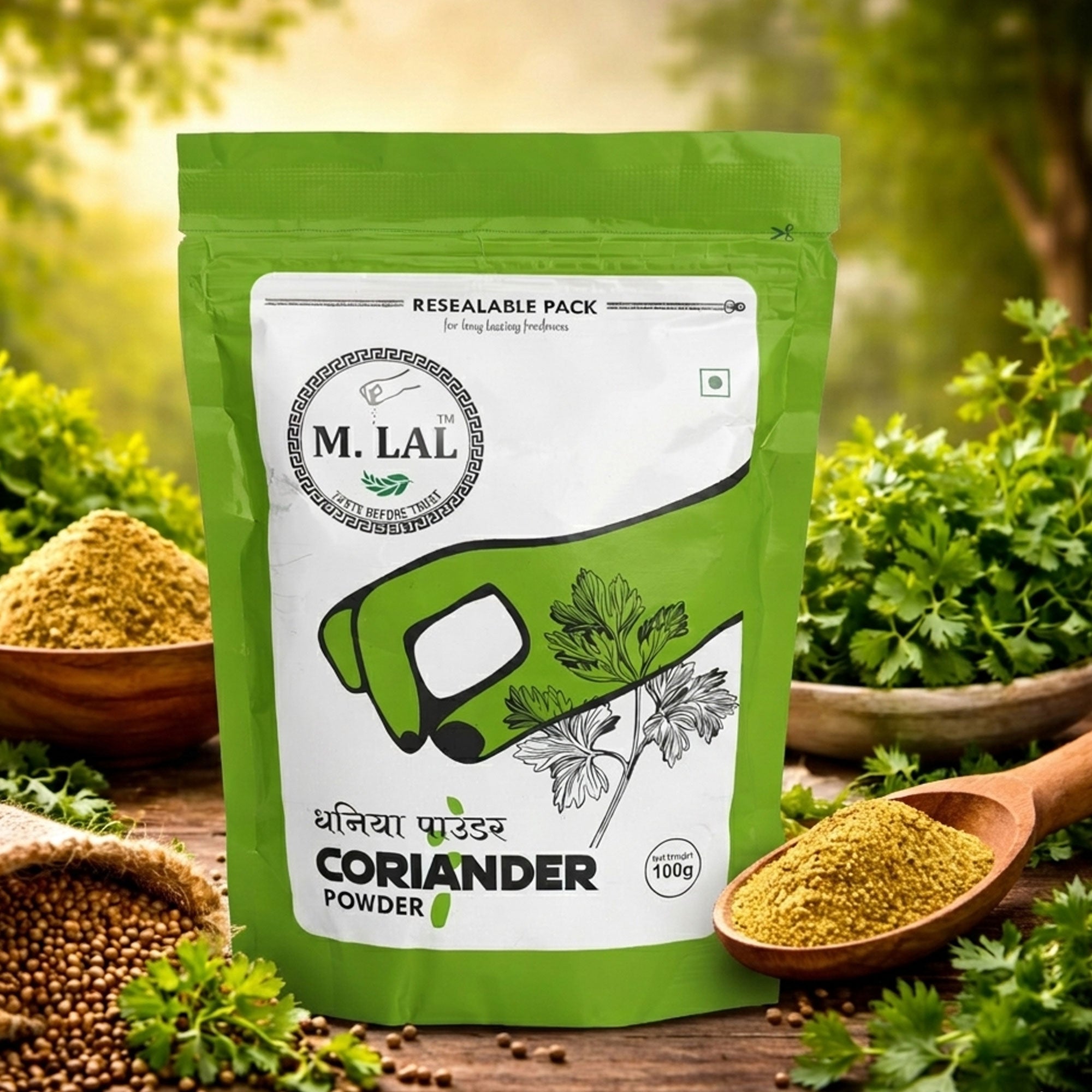 M. Lal Dhania Powder 100g – Premium Coriander Spice for Authentic Flavor